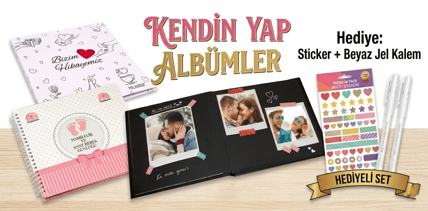 anı defteri,kendin yap albüm,jel kalem,sticker,albüm