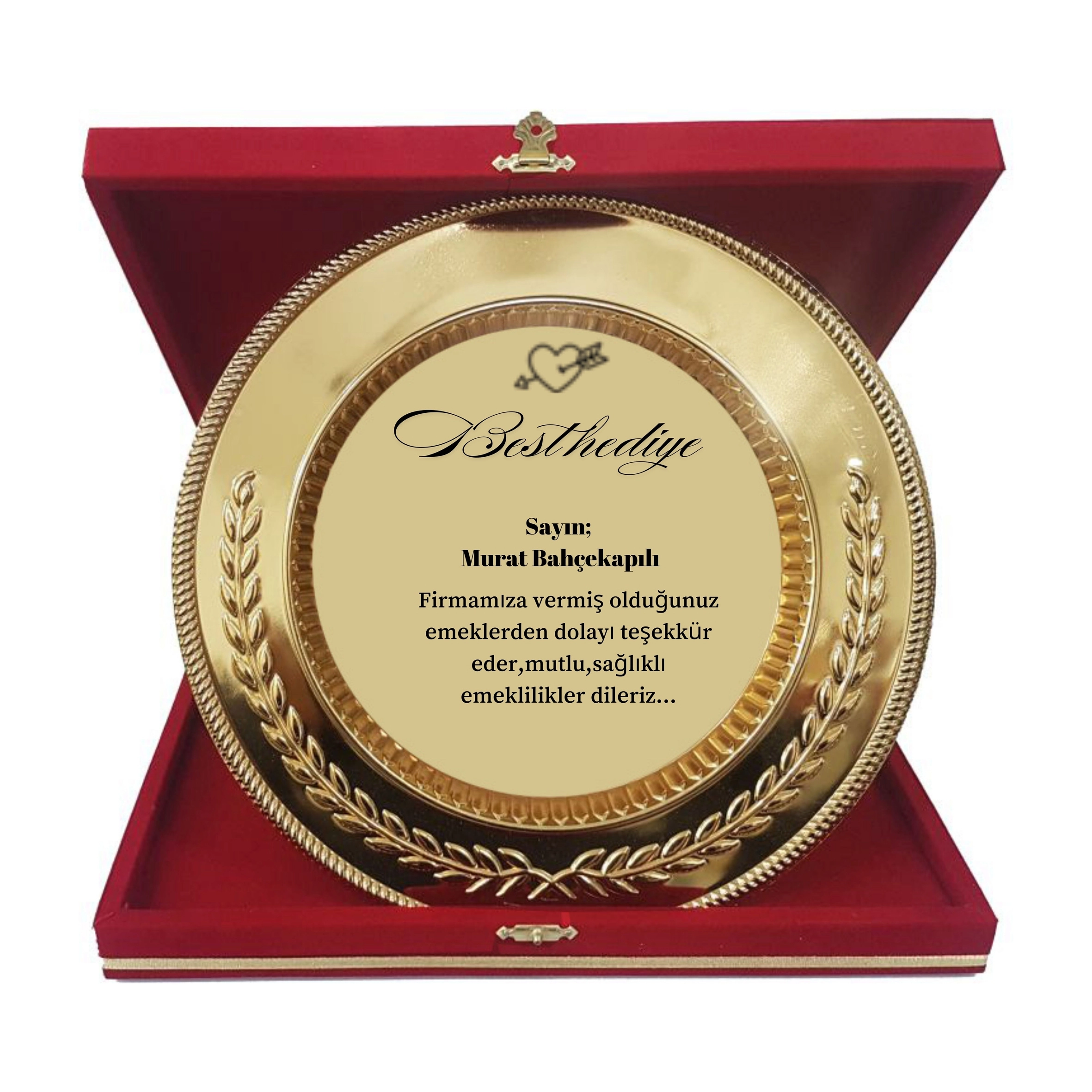 Başak lı ödül tabağı 25 cm+28x28 cm kutusuyla