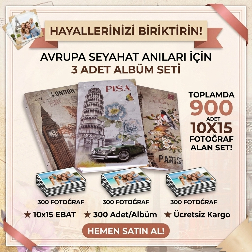 900’lük 10x15 Desenli Fotoğraf Albümü(3x300)