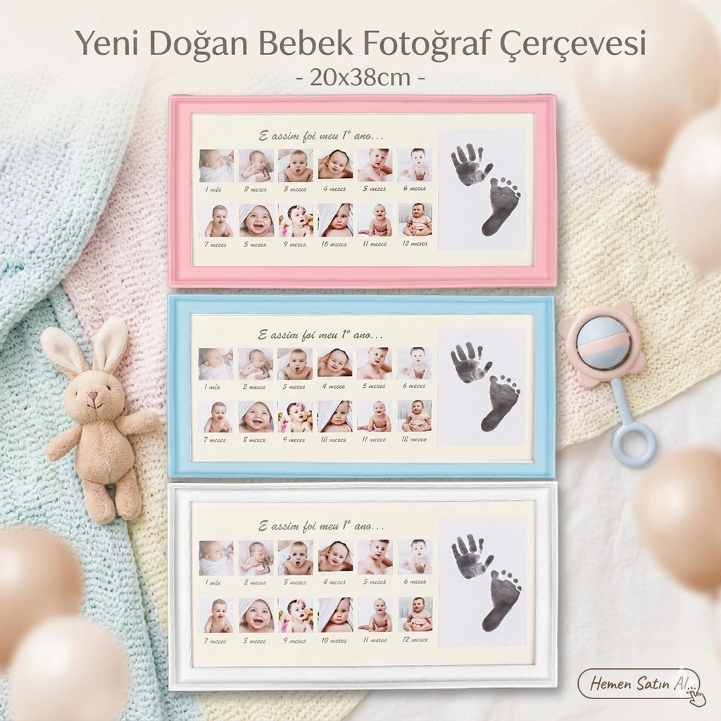 Yeni Doğan Bebek Fotoğraf Çerçevesi - 20x38cm
