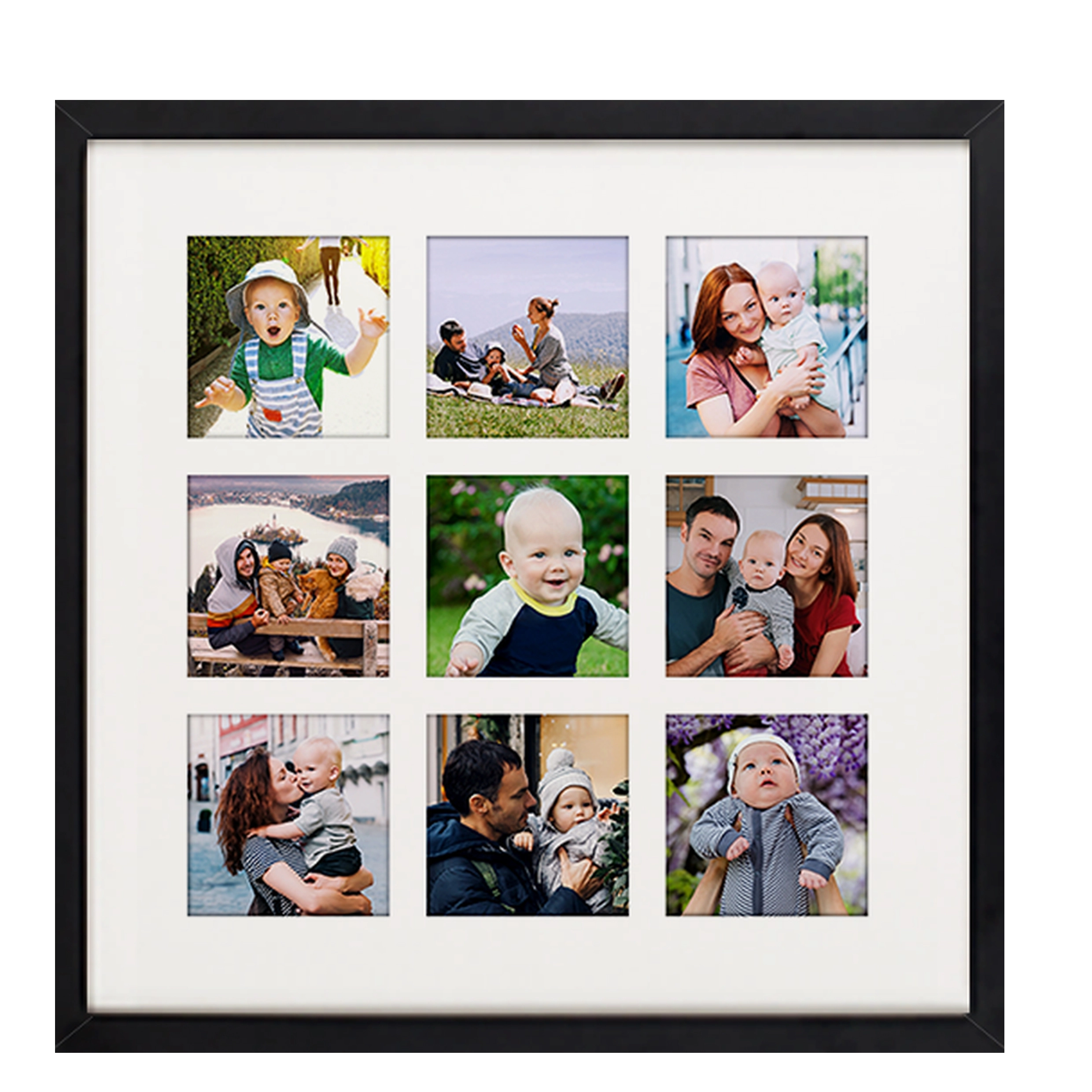 Yapışkanlı Paspartulu  Fotoğraf Çerçevesi - 21x21cm-(9 resimli baskı dahil)