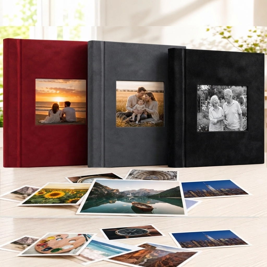 30x37cm Yapışkanlı Süet Fotoğraf Albümü 15 Yaprak 