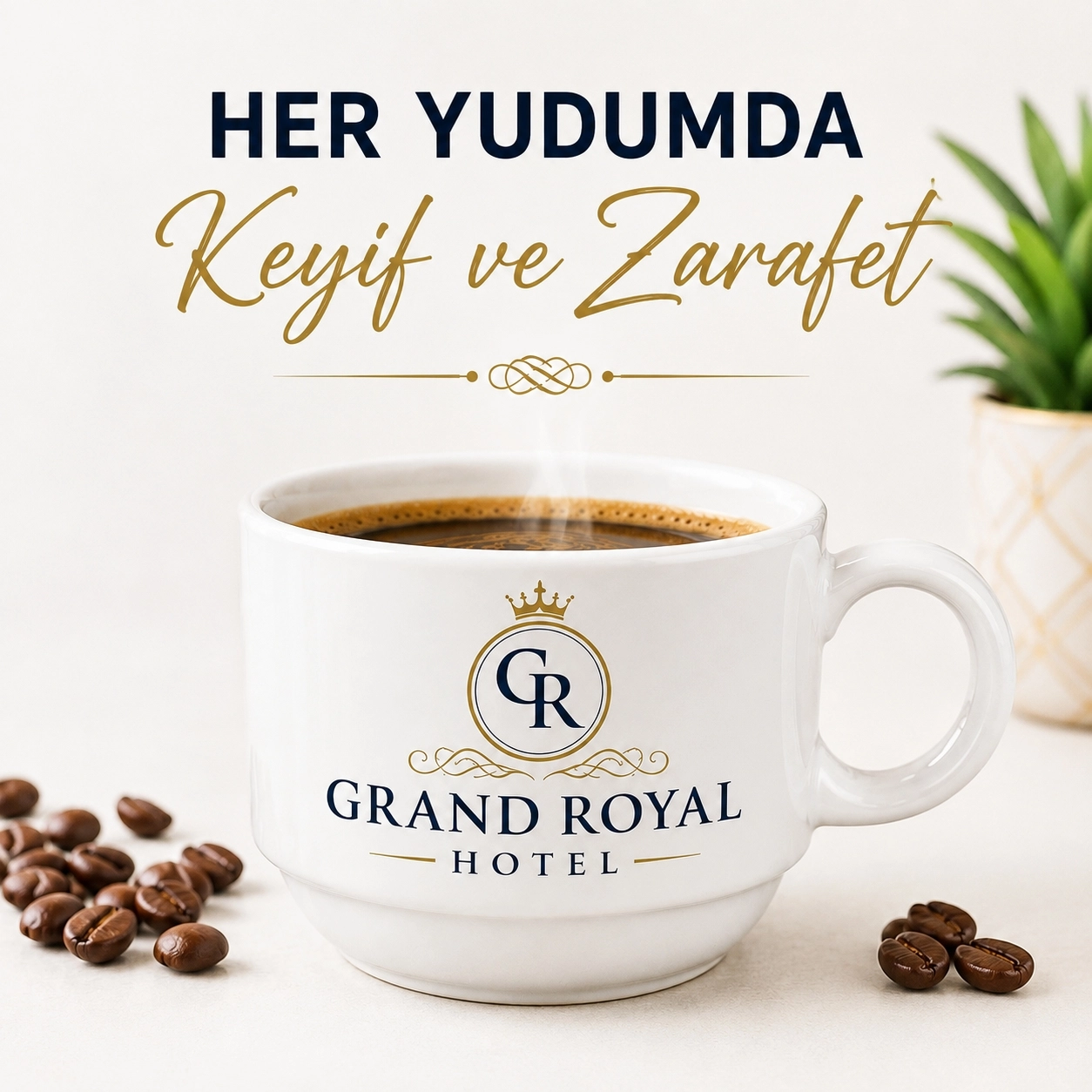 Elegance  Beyaz Porselen Kahve Fincanı - Kutulu