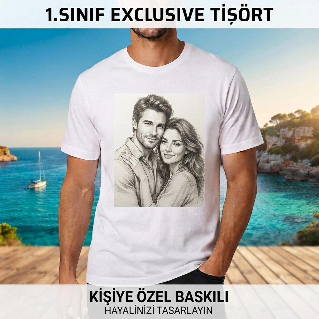 Lüx Exclusive Pamuk Polyester Tişört-30x40 baskıyla