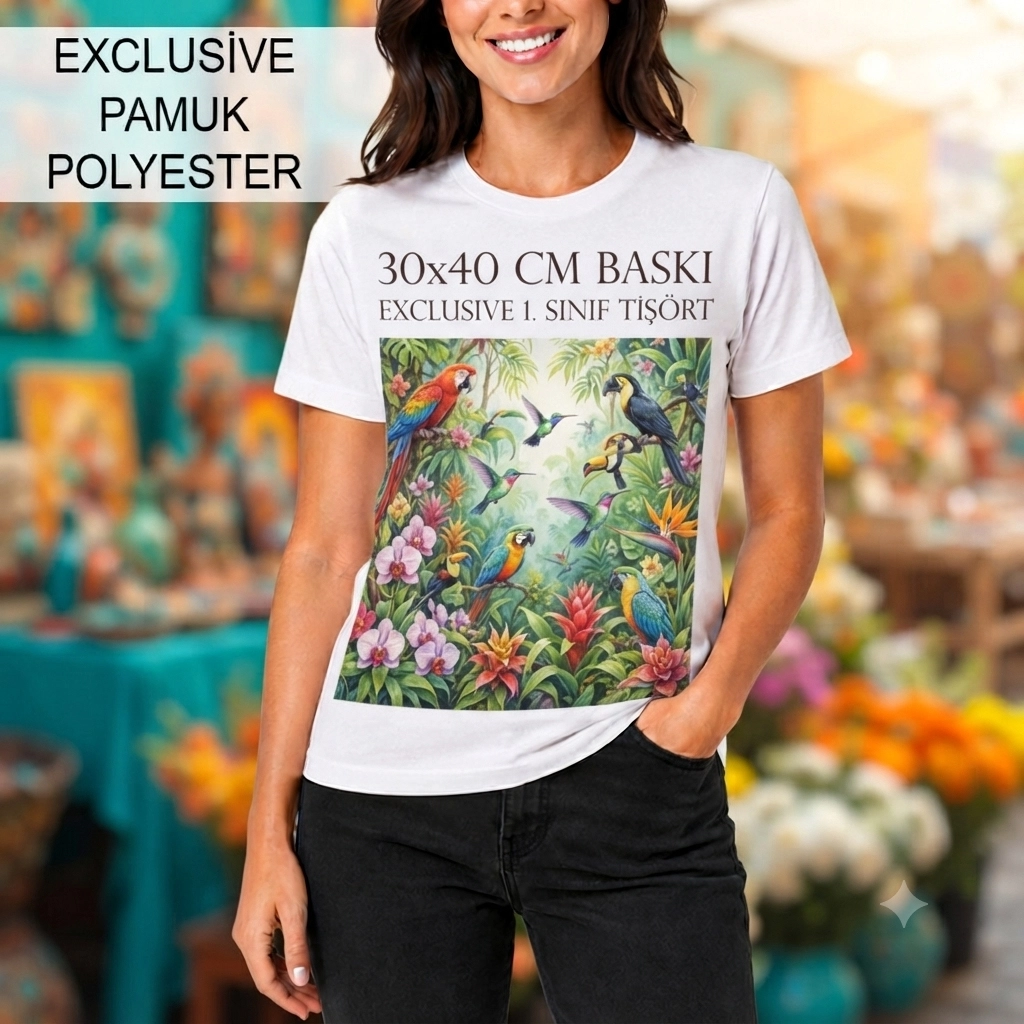 Lüx Exclusive Pamuk Polyester Tişört-30x40 baskıyla