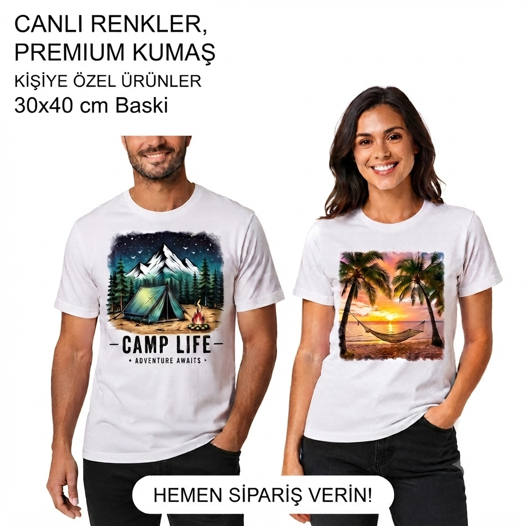 Lüx Exclusive Pamuk Polyester Tişört-30x40 baskıyla