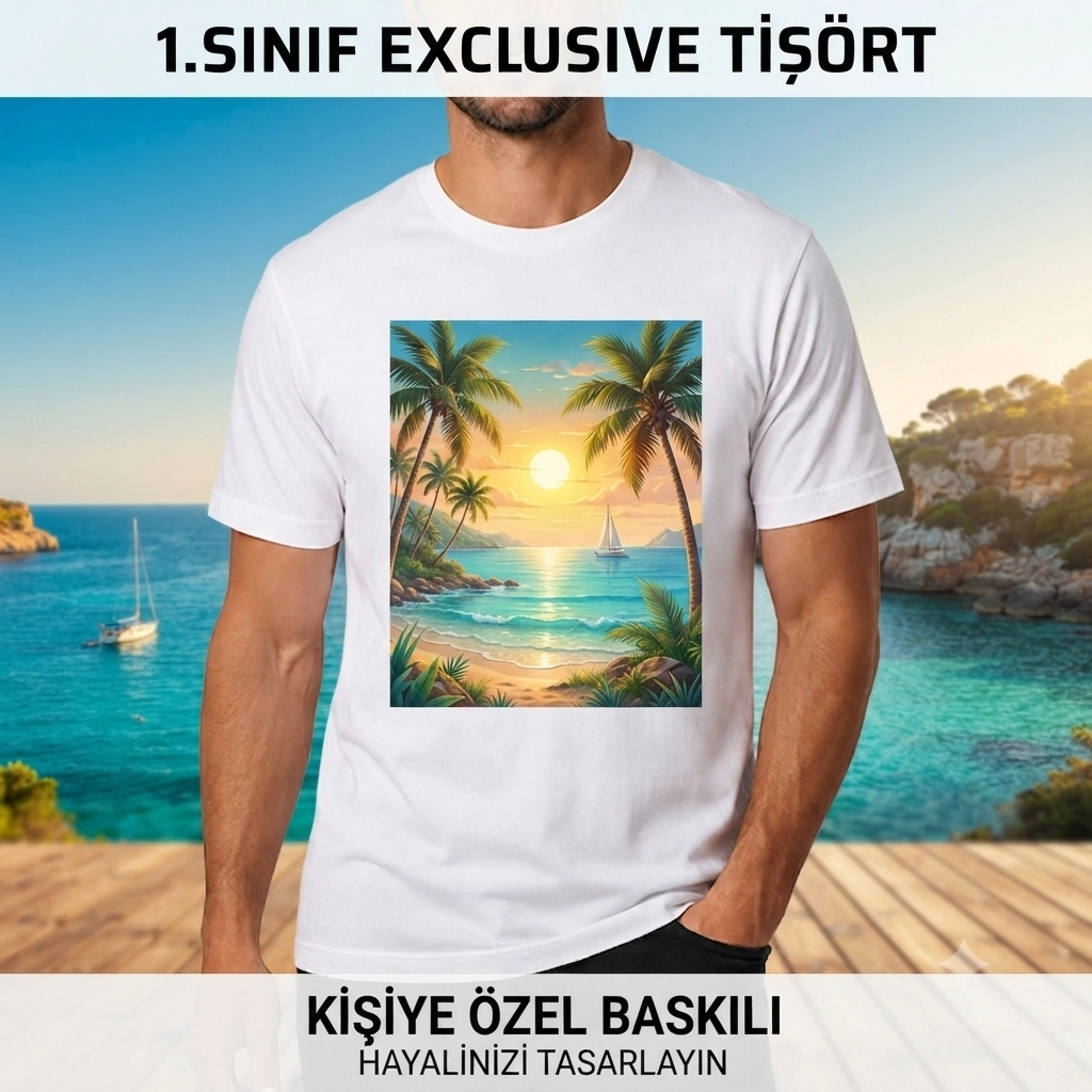 Lüx Exclusive Pamuk Polyester Tişört-30x40 baskıyla