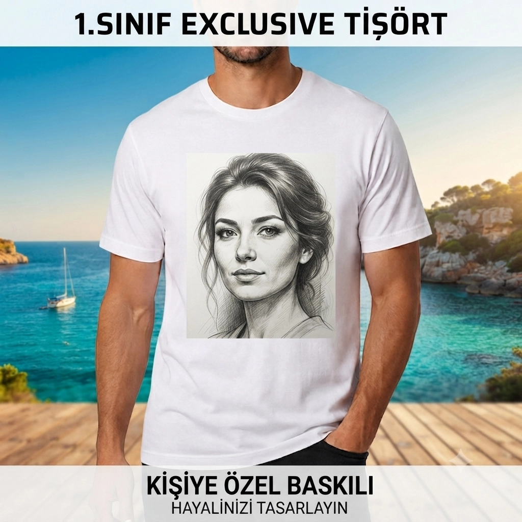 Lüx Exclusive Pamuk Polyester Tişört-30x40 baskıyla