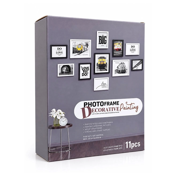 Ahşap Dekoratif Çoklu Duvar Fotoğraf Çerçeve Seti - 11 Parça