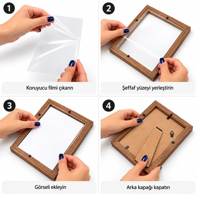 Ahşap Paspartulu Ceviz Rengi Fotoğraf Çerçevesi - 10x15cm