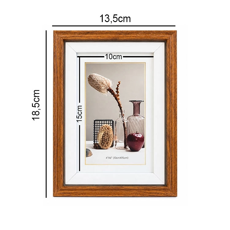 Ahşap Paspartulu Ceviz Rengi Fotoğraf Çerçevesi - 10x15cm
