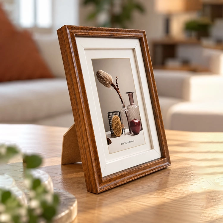 Ahşap Paspartulu Ceviz Rengi Fotoğraf Çerçevesi - 10x15cm