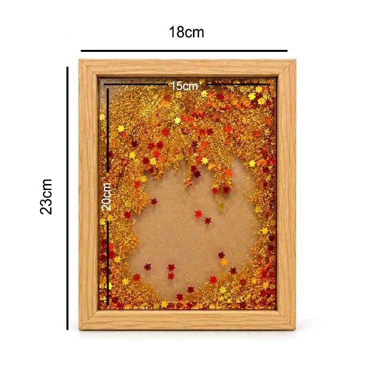 Ahşap Sulu Altın Simli Fotoğraf Çerçevesi - 15x20cm