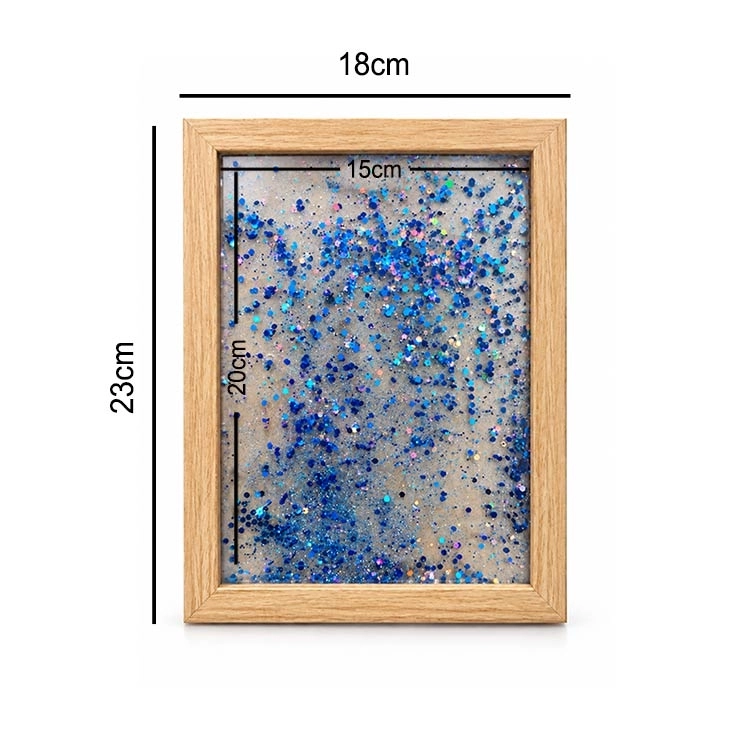 Ahşap Sulu Mavi Simli Fotoğraf Çerçevesi - 15x20cm