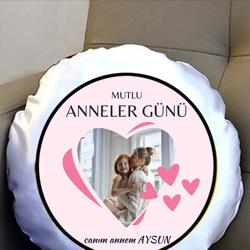 Anneler günü Bordo Yuvarlak Yastık