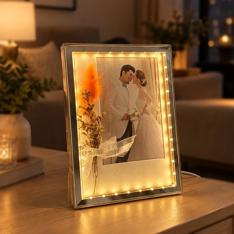 Çiçekli Led Işıklı Fotoğraf Çerçevesi