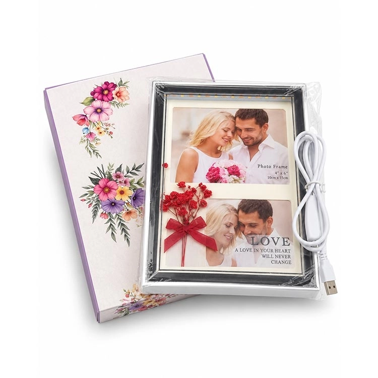 Çift Fotoğraflı Led Işıklı Fotoğraf Çerçevesi