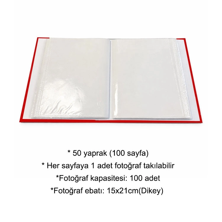 Deri 100’lük 15x21cm. Pencereli Fotoğraf Albümü