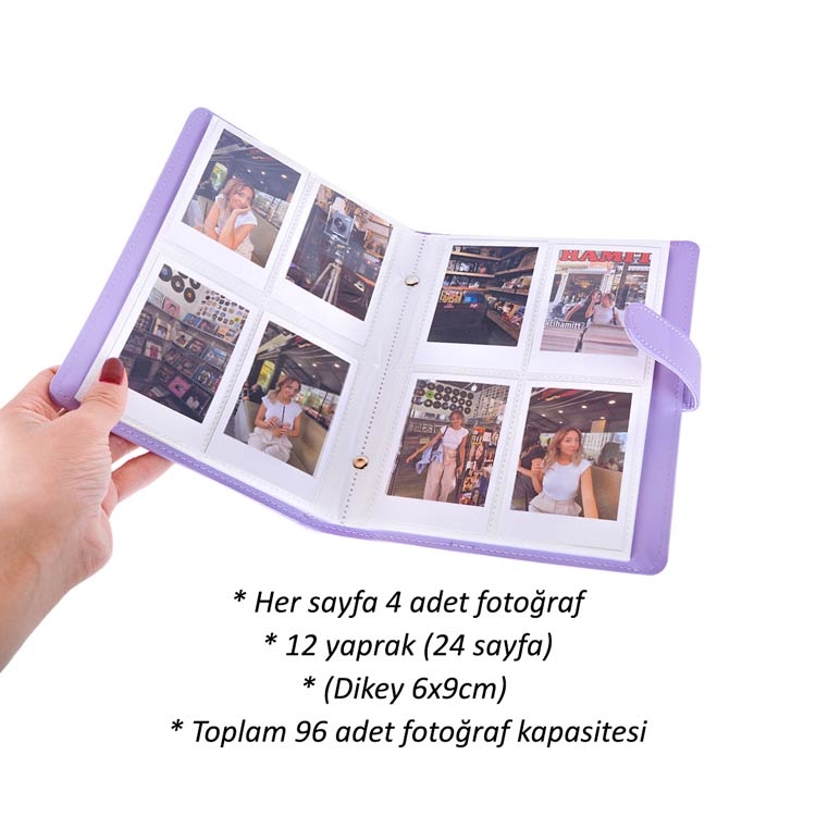 Deri Instax Polakart Fotoğraf Albümü - 96 Kapasite