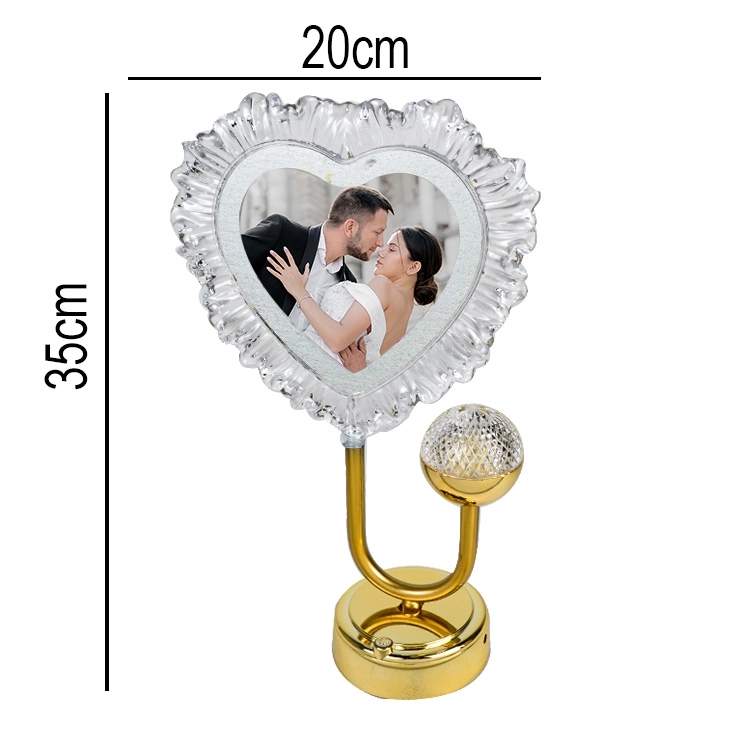 Exclusive Fotoğraflı Kalpli Masa Lambası - 20x35cm