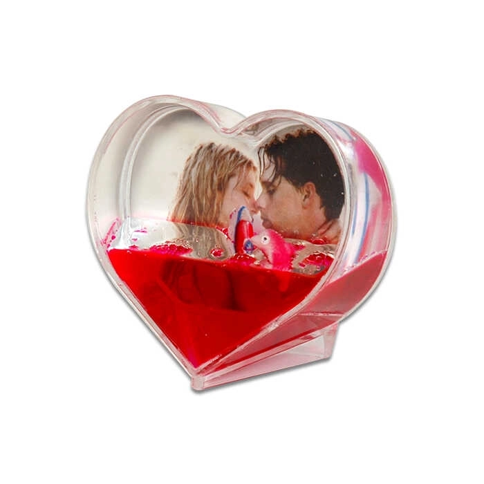 Fotoğraflı Kar Küresi Okyanus Dalga Kalpli(kırmızı)