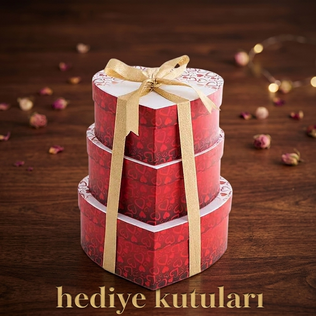 3 lü kalp hediye kutuları
