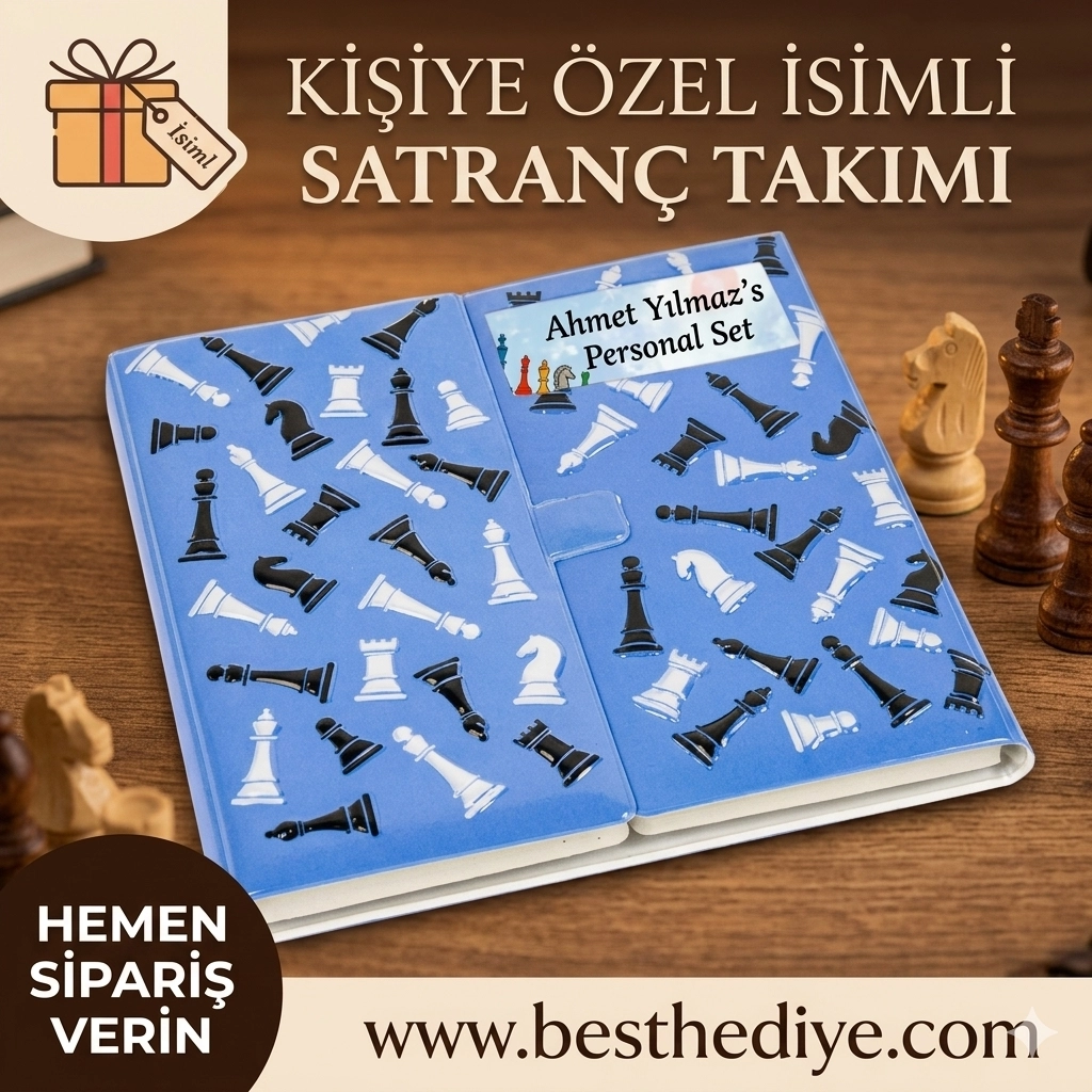 İsim yazılabilen mavi satranç takımı