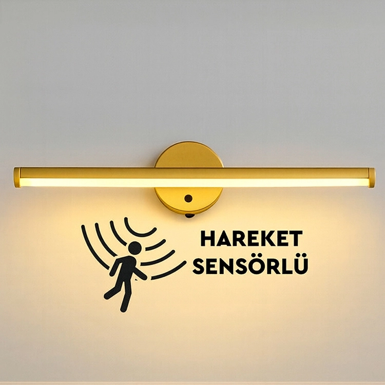 Gold Sensörlü Yapışkanlı Kablosuz Pilli Gün Işığı Led Aplik