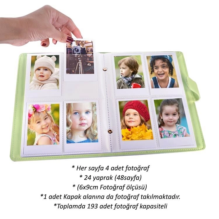 48 Instax  Polakart+İnstax Polakart Cepli Fotoğraf Albümü - 193 Kapasite