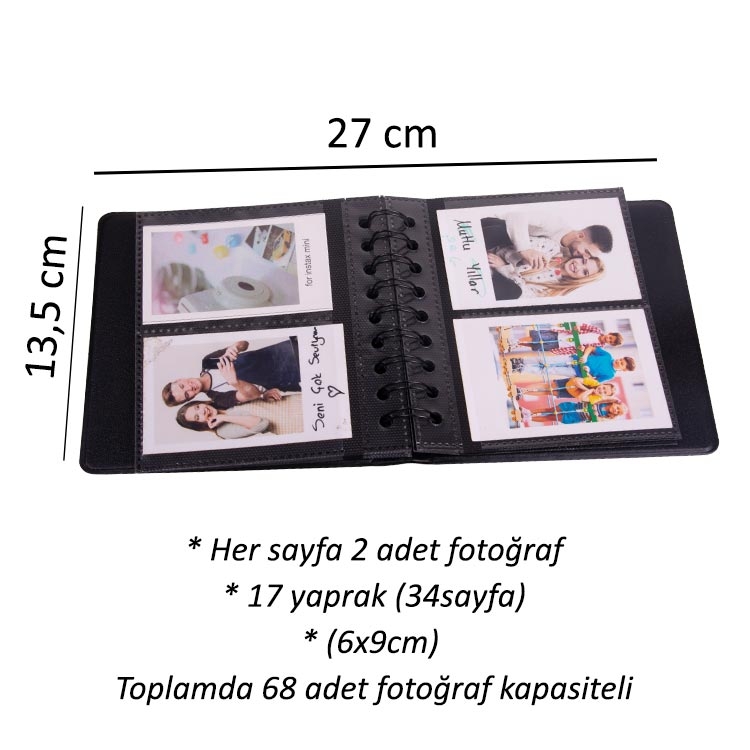 48 Instax  Polakart+ Fotoğraf Albümü - 68 Kapasite