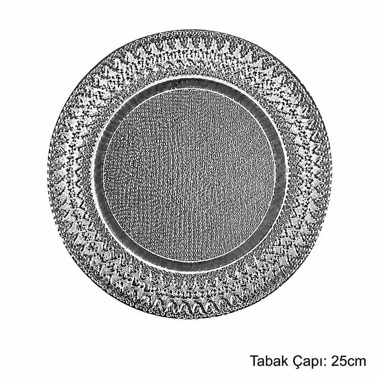 Gümüş Metal Supla Tabak Kalp Desenli - 25cm  Kadife  lüx kutu 28x28 cm