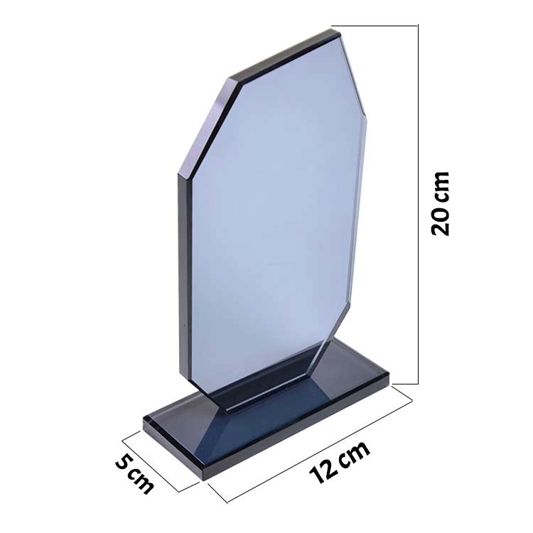 Kristal Cam Plaket Füme renk metal yıldızlı kadife kutulu