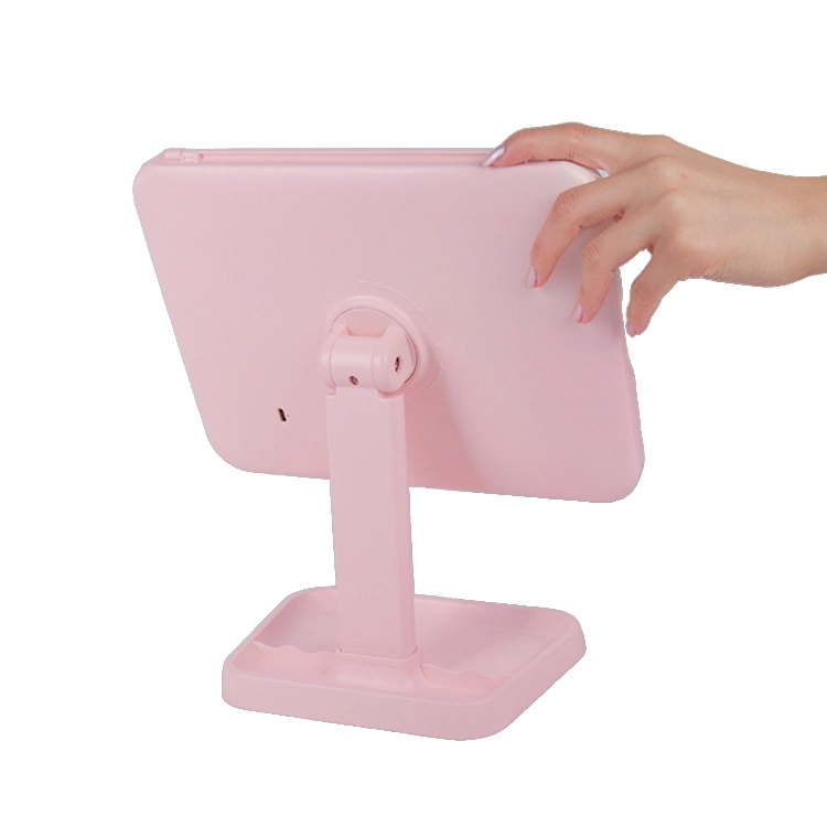 LED Işıklı Katlanabilir Şarjlı Pembe Makyaj Aynası