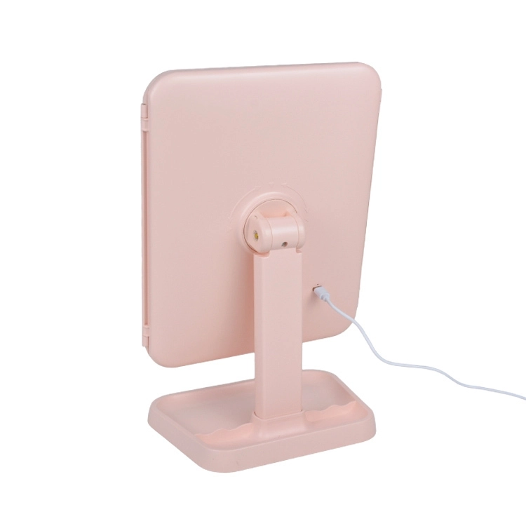LED Işıklı Katlanabilir Şarjlı Pembe Makyaj Aynası