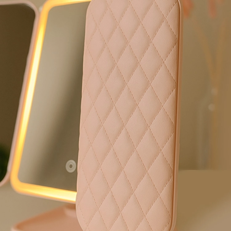 LED Işıklı Katlanabilir Şarjlı Pembe Makyaj Aynası