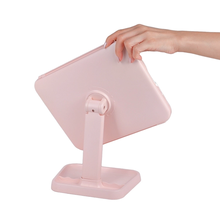 LED Işıklı Katlanabilir Şarjlı Pembe Makyaj Aynası