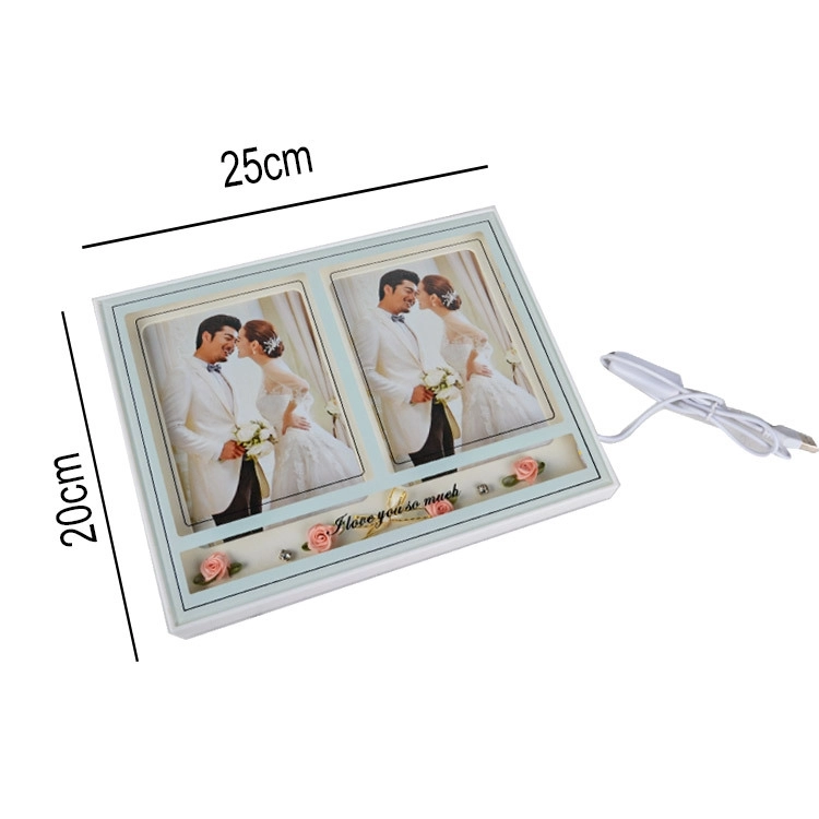 Ledli Işıklı Çift Fotoğraflı Çerçeve - 20x25cm