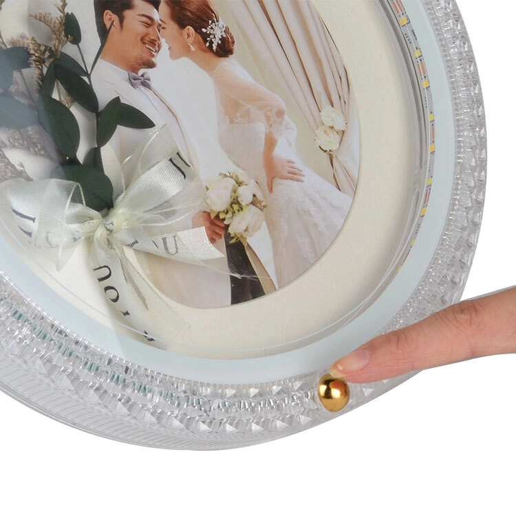 Ledli Yuvarlak Çiçek Buketi Fotoğraf Çerçevesi - 23cm