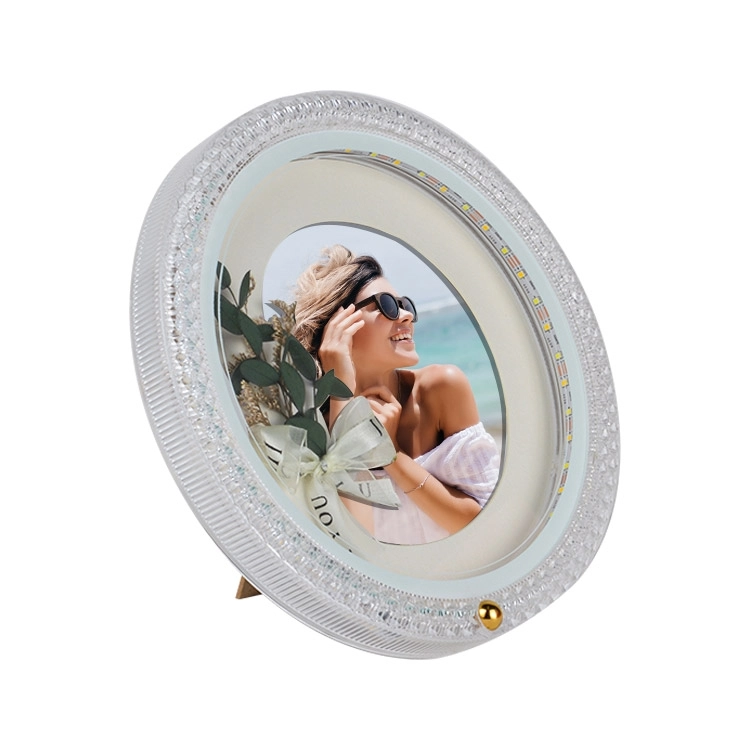 Ledli Yuvarlak Çiçek Buketi Fotoğraf Çerçevesi - 23cm