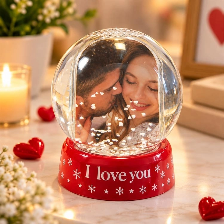 love You Fotoğraflı Kar Küresi