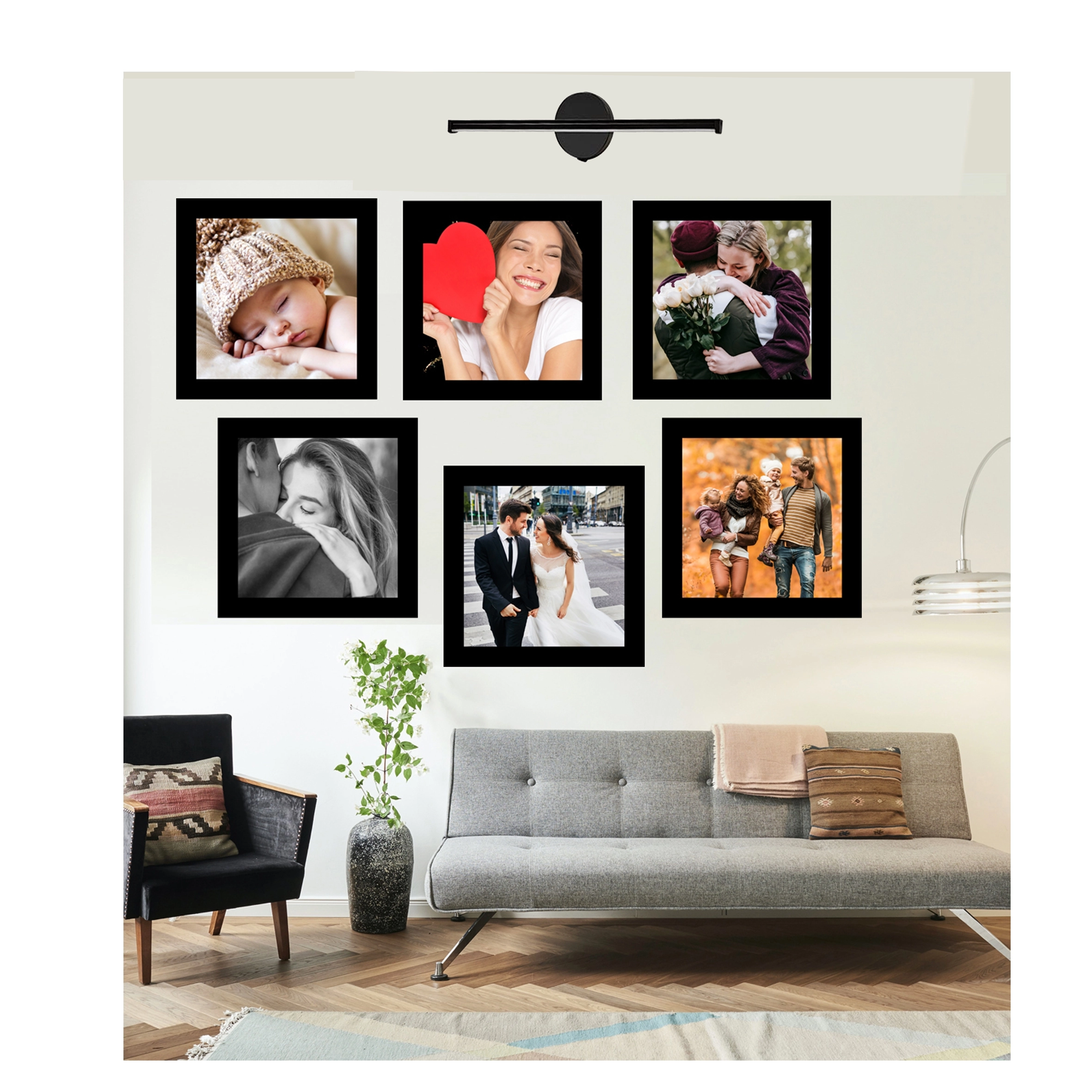 6 fotoblok çerçeve+baskı+ Led Aplik sensörlü