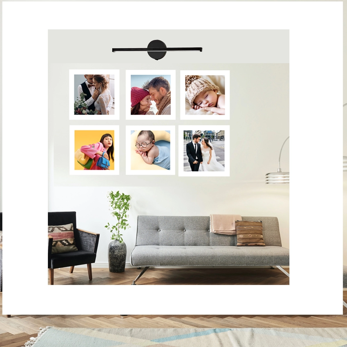 6 fotoblok çerçeve+baskı+ Led Aplik sensörlü