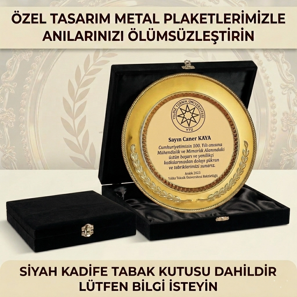 25cm Tabak,  Kadife Siyah lüx kutu 28x28 cm