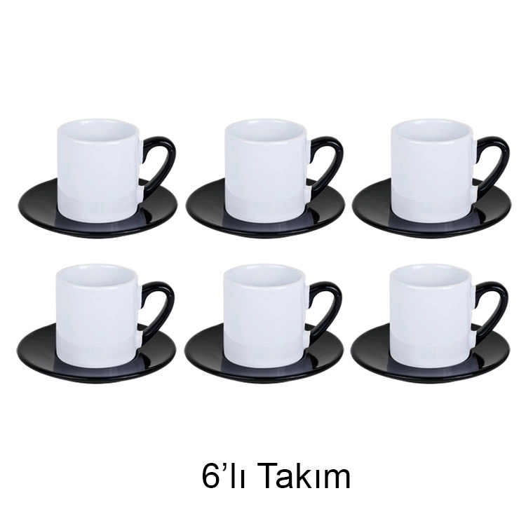 Türk Kahvesi Fincan Takımı 6’lı Siyah/Kırmızı