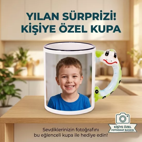 Sevimli Yılan figürlü kupa