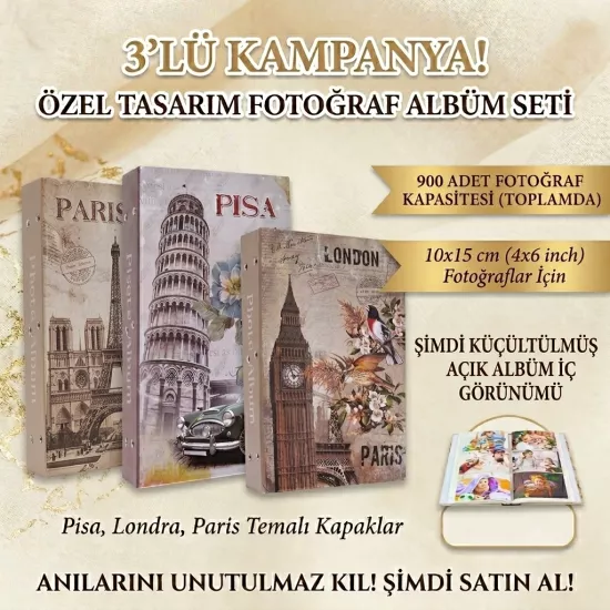900’lük 10x15 Desenli Fotoğraf Albümü