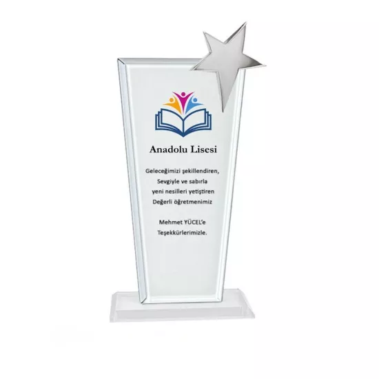   Kadife kutulu   Cam Kristal Plaket yıldızlı