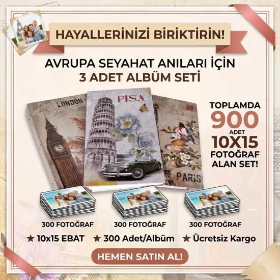 900’lük 10x15 Desenli Fotoğraf Albümü