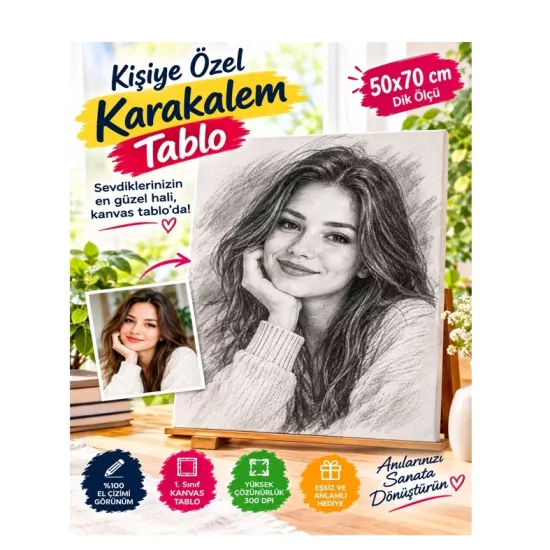 50x70 Karakalem kanvas tablo 