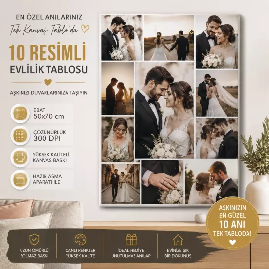  Kolaj Kanvas 10 resimli 50x70